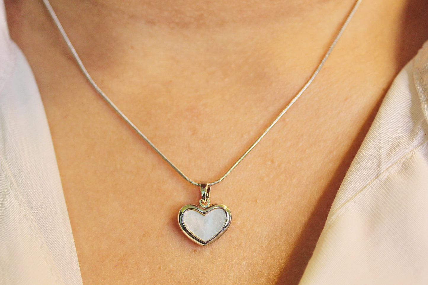 Silver Heart Outline Necklace