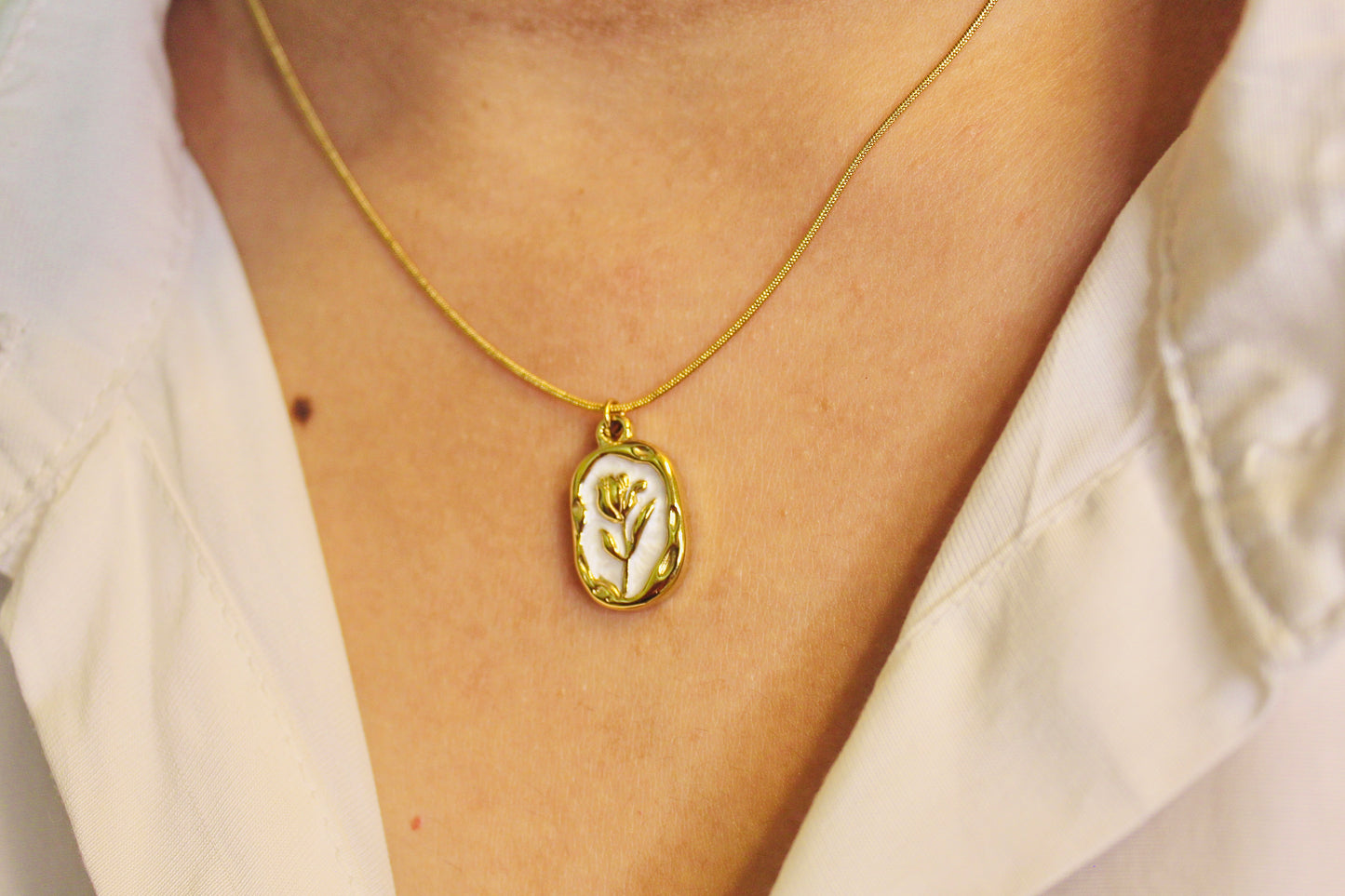Golden Floral Emblem Necklace