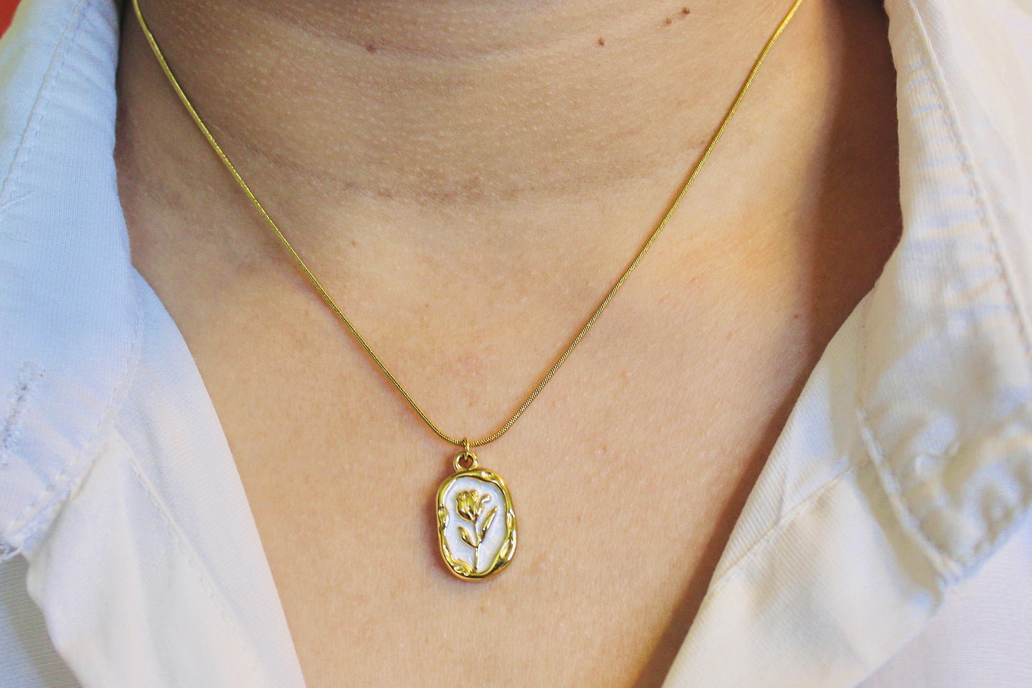 Golden Floral Emblem Necklace