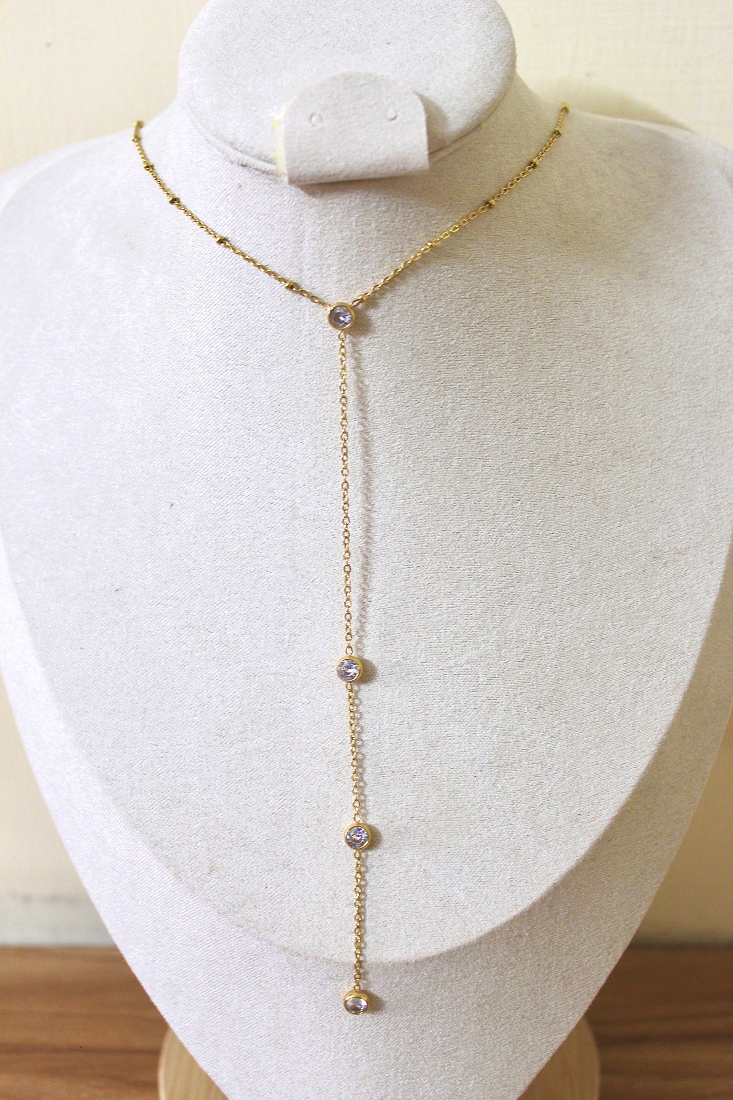Drop Chain Necklace with Crystals