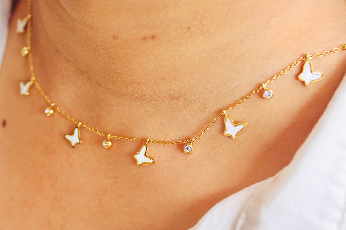 Butterfly Charm Choker Necklace