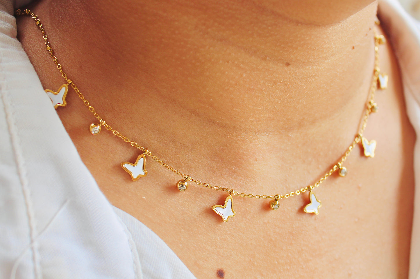 Butterfly Charm Choker Necklace