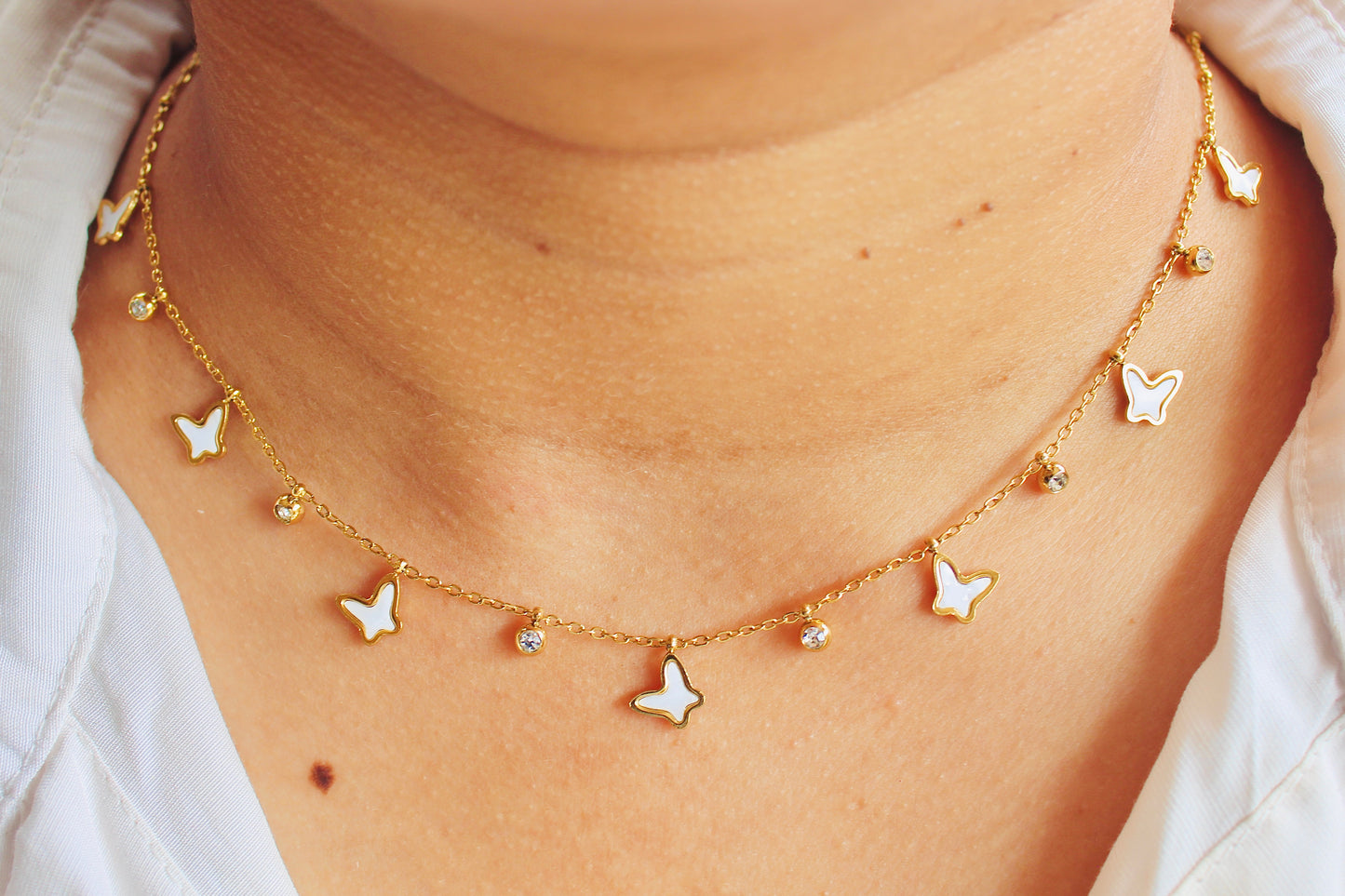 Butterfly Charm Choker Necklace