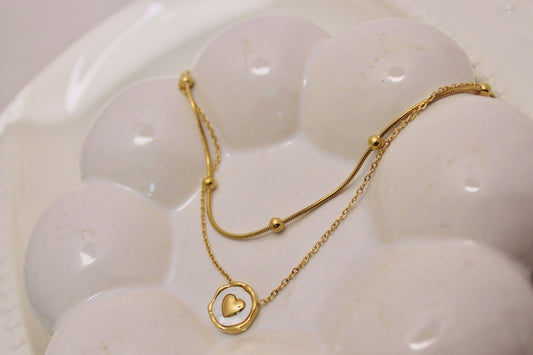 Golden Heart Medallion Layered Necklace