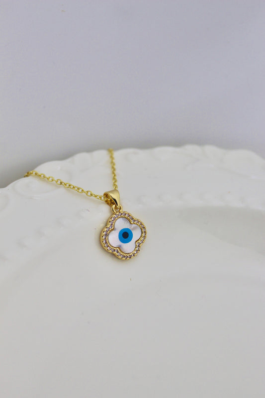 Evil Eye Clover Pendant Necklace