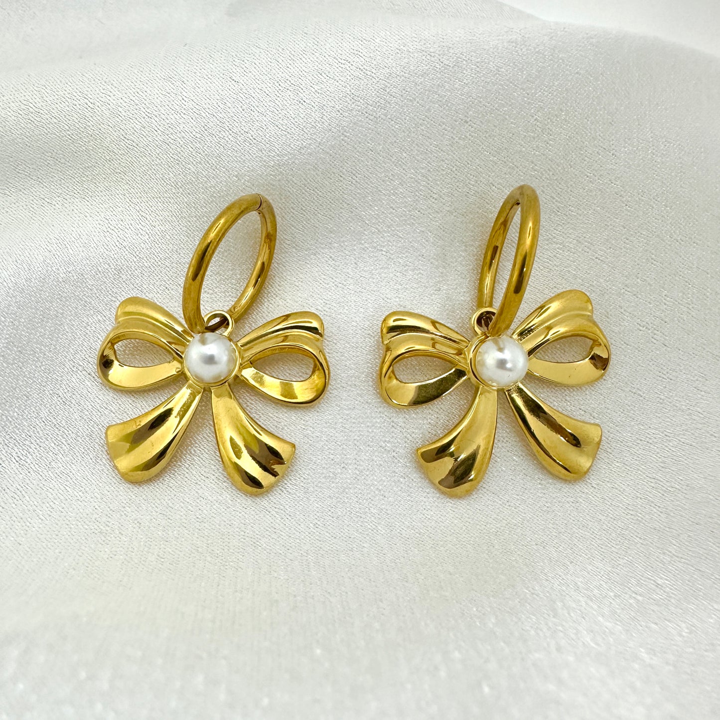Pearl Bow Hoops