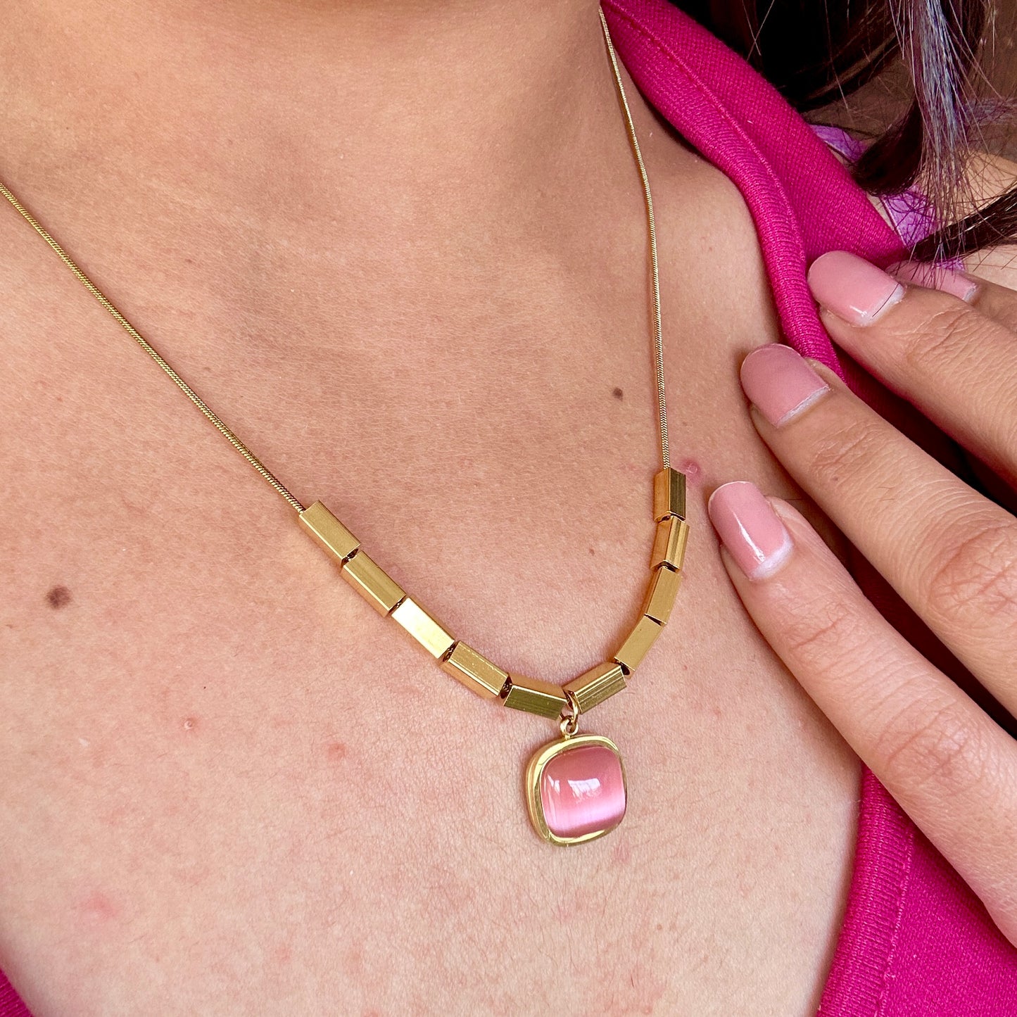 Blush Stone Pendant Necklace