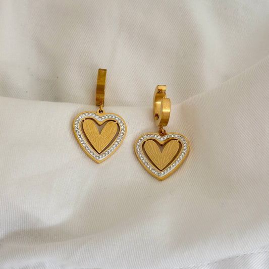 Crystal Heart Hoops