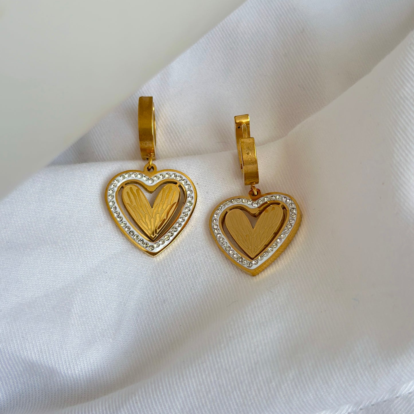 Crystal Heart Hoops