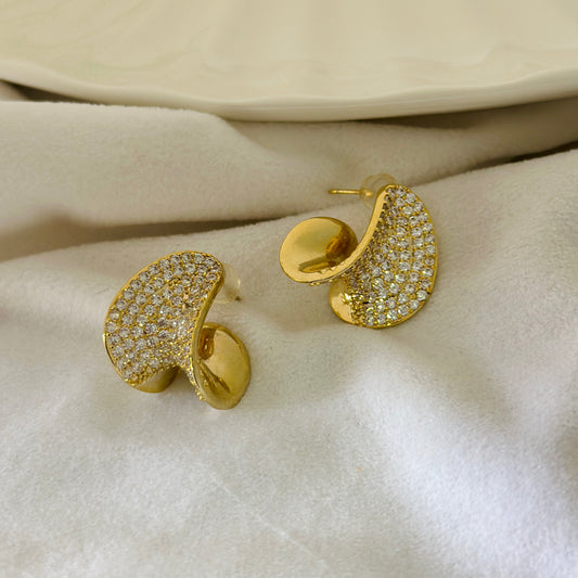 Sculpted Wave Stud Earrings