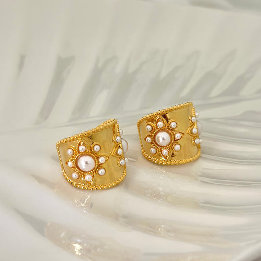 Regal Pearl Statement Hoops