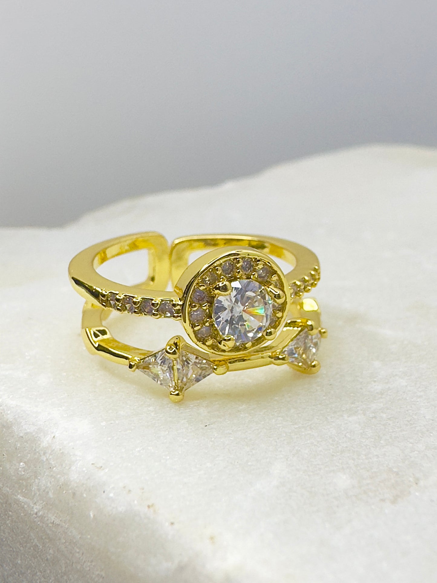 Elegant Gold-Plated Adjustable Ring