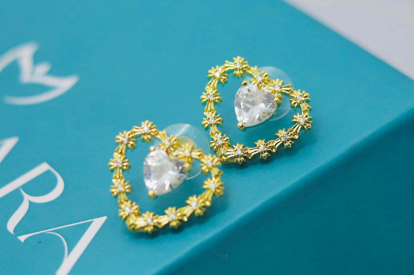 Golden Blossom Heart Earrings
