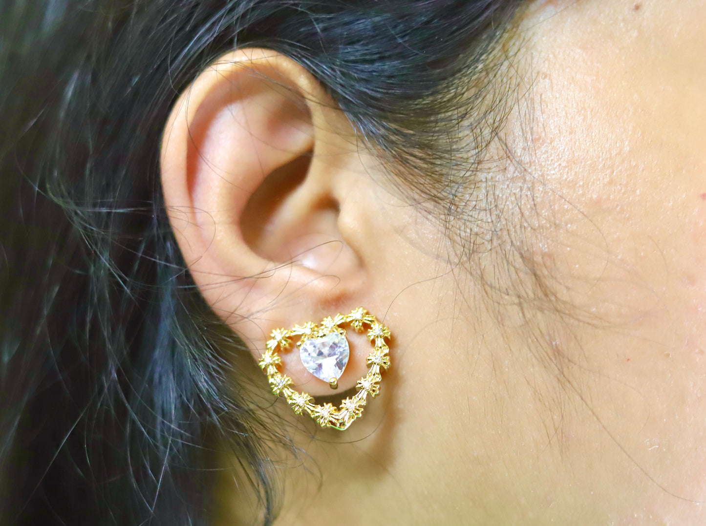 Golden Blossom Heart Earrings