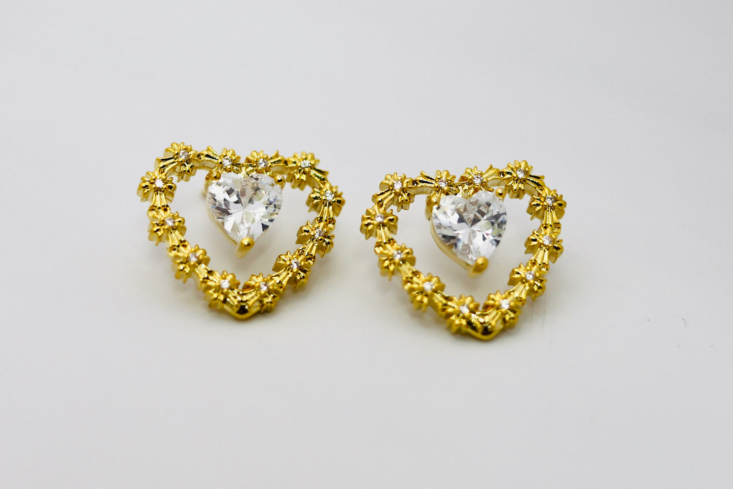 Golden Blossom Heart Earrings