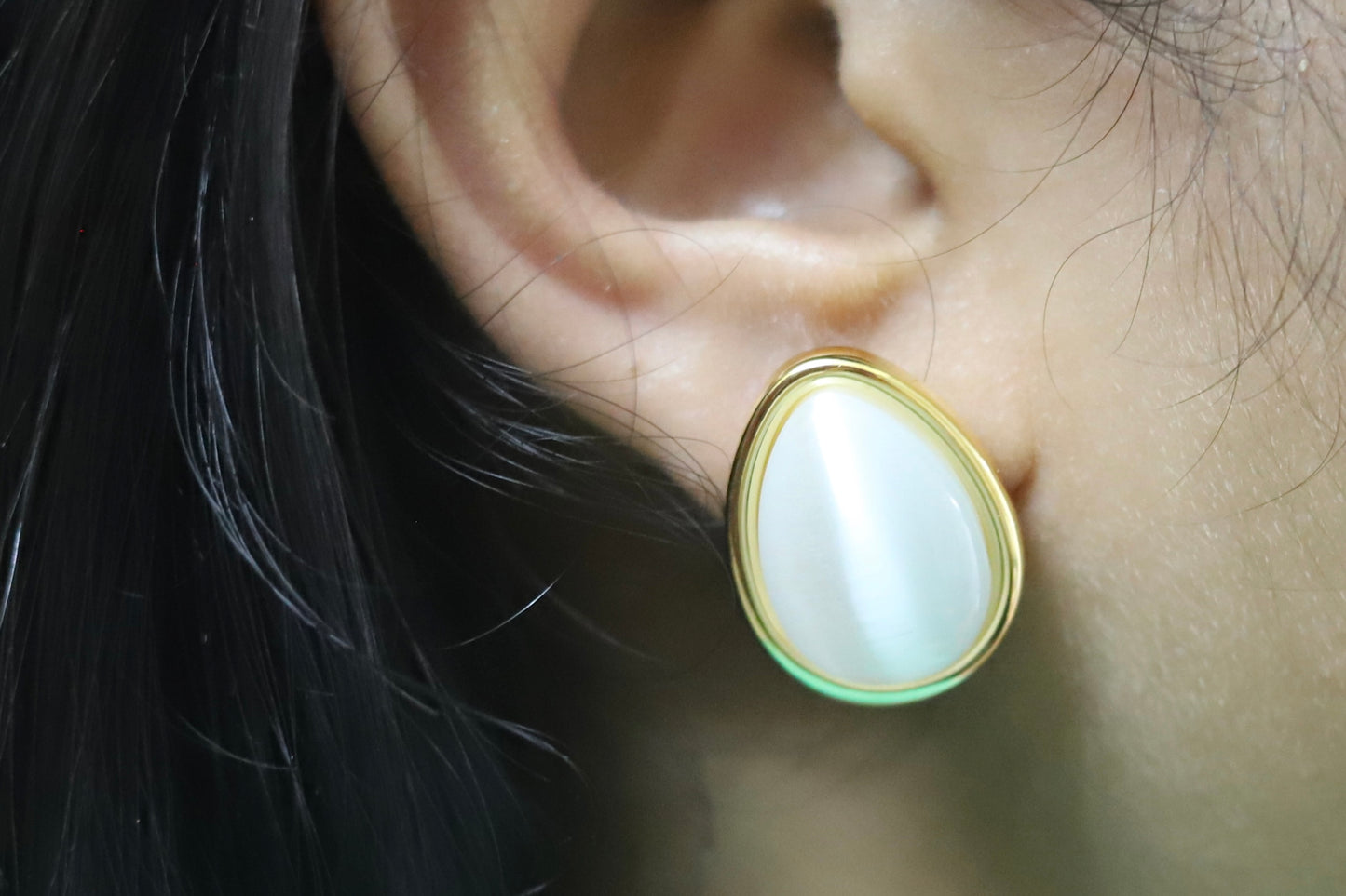 Moonlit Pearl Drop Studs