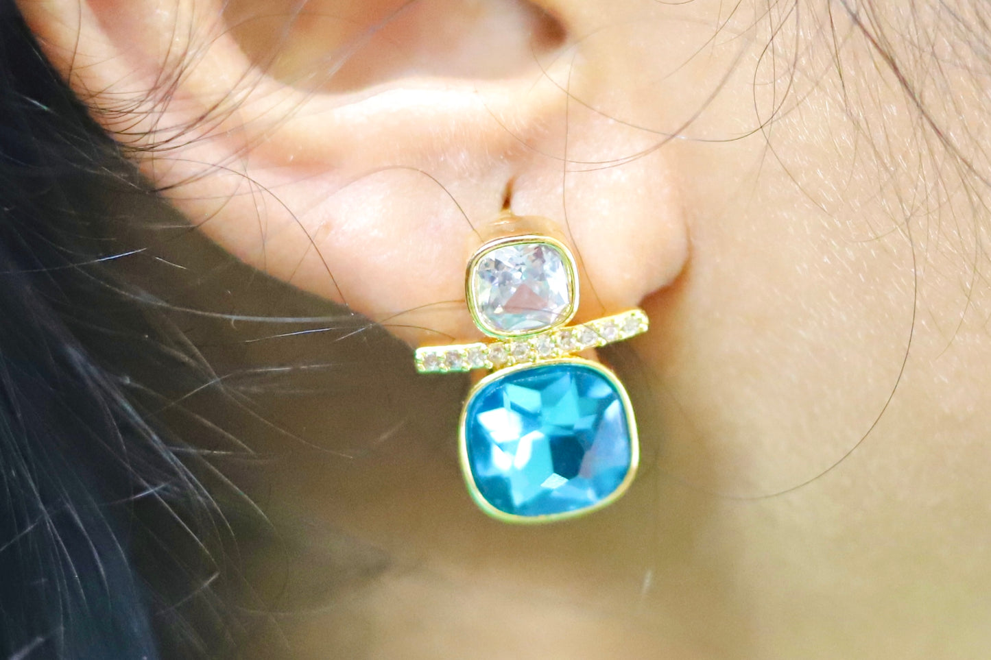 Blue Crystal Stud Earrings