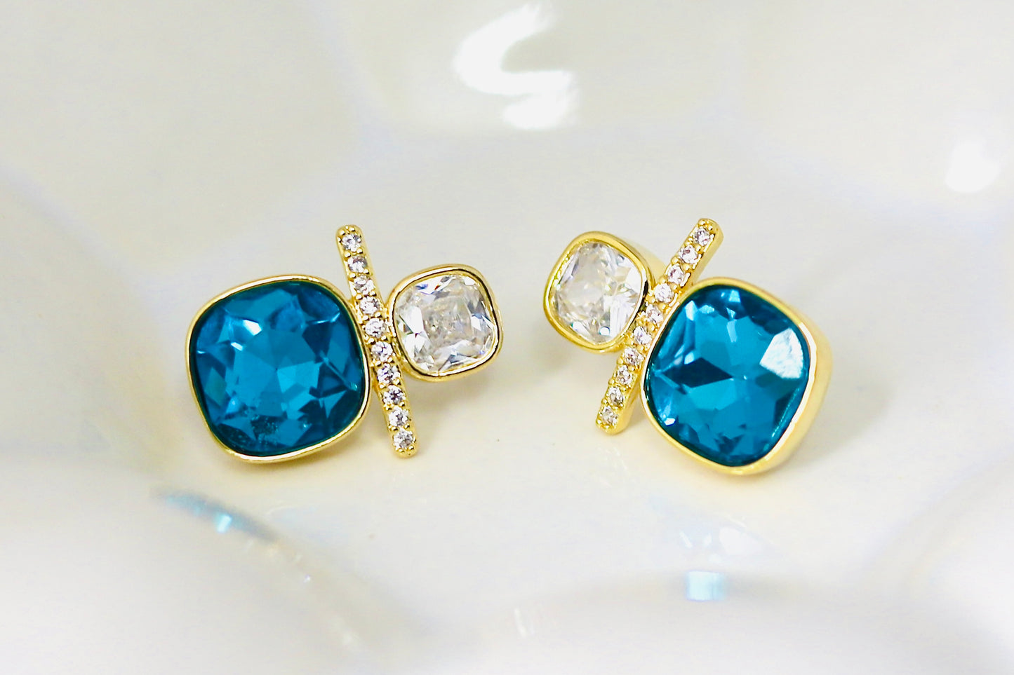Blue Crystal Stud Earrings