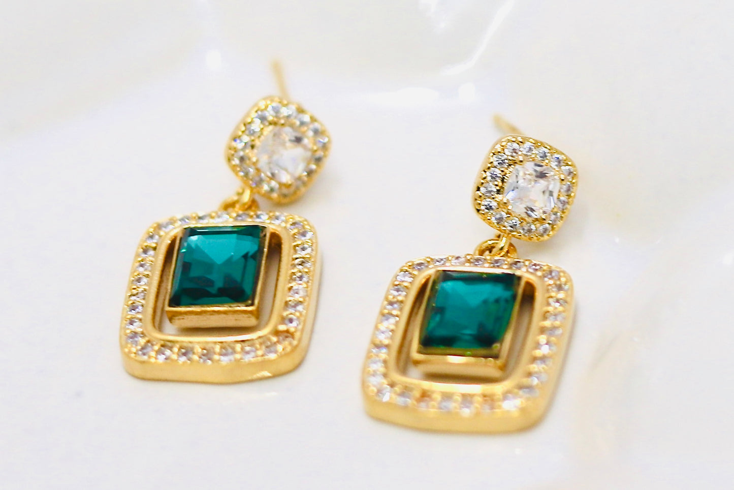 Emerald Elegance Drop Earrings
