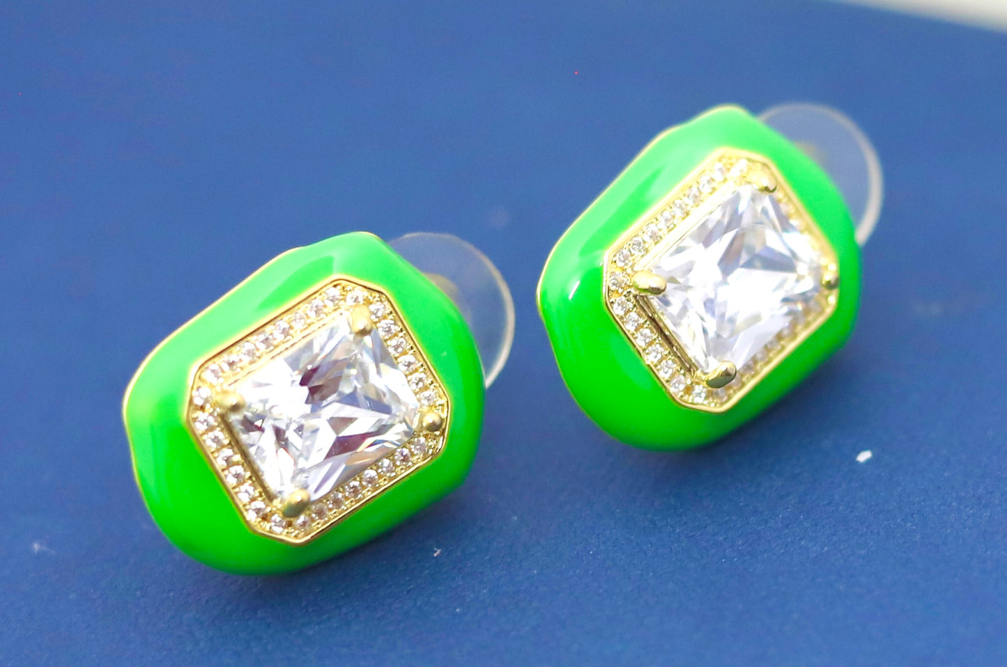 Neon Green Spark Studs