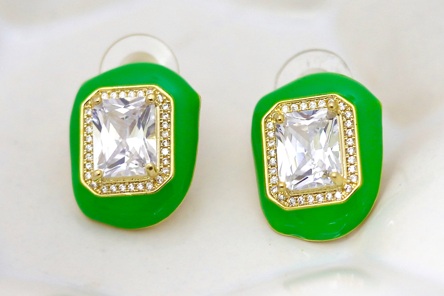 Neon Green Spark Studs