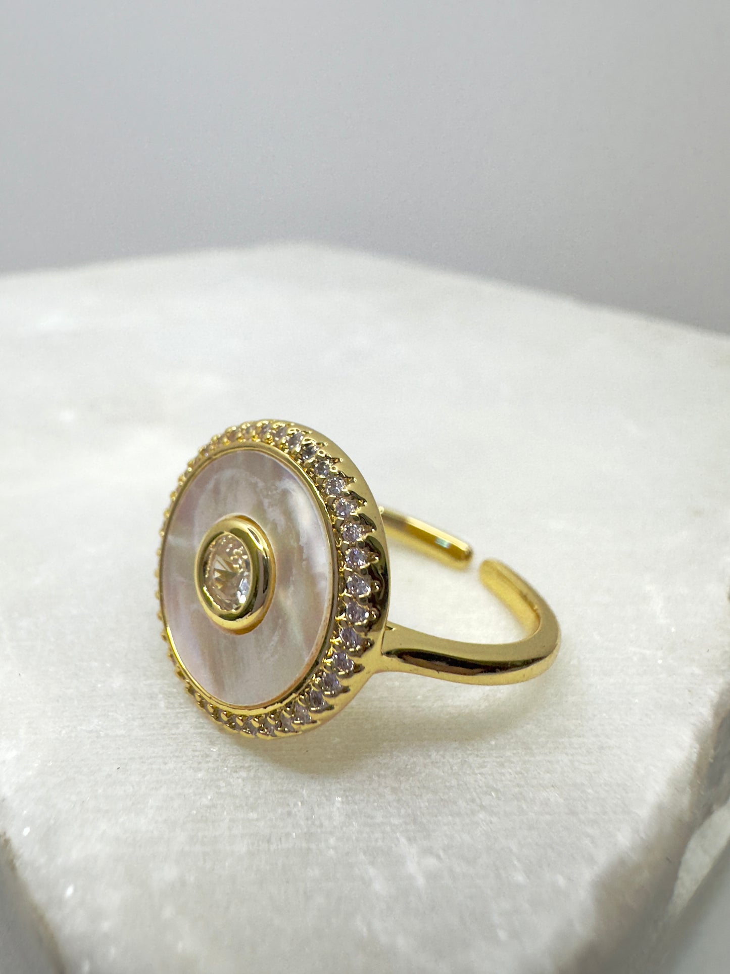 Mother of Pearl Halo Ring
