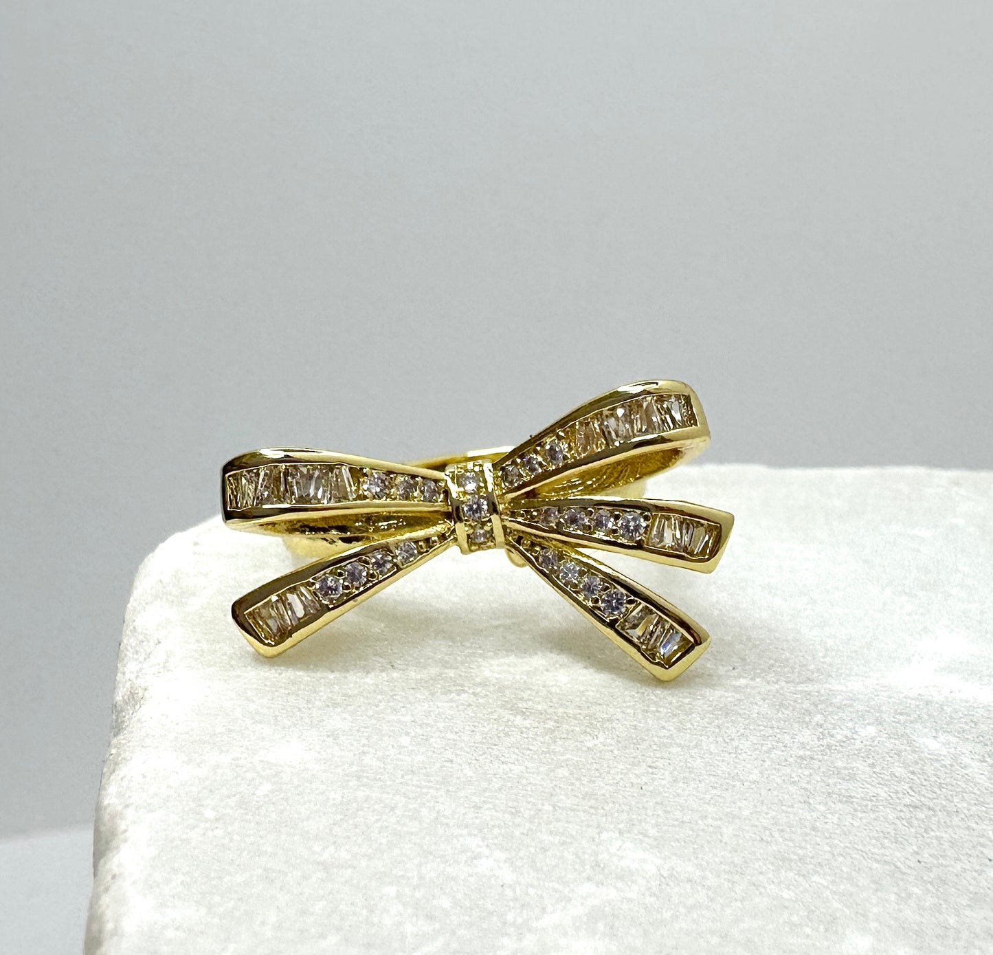 Bow Knot CZ Gold Ring