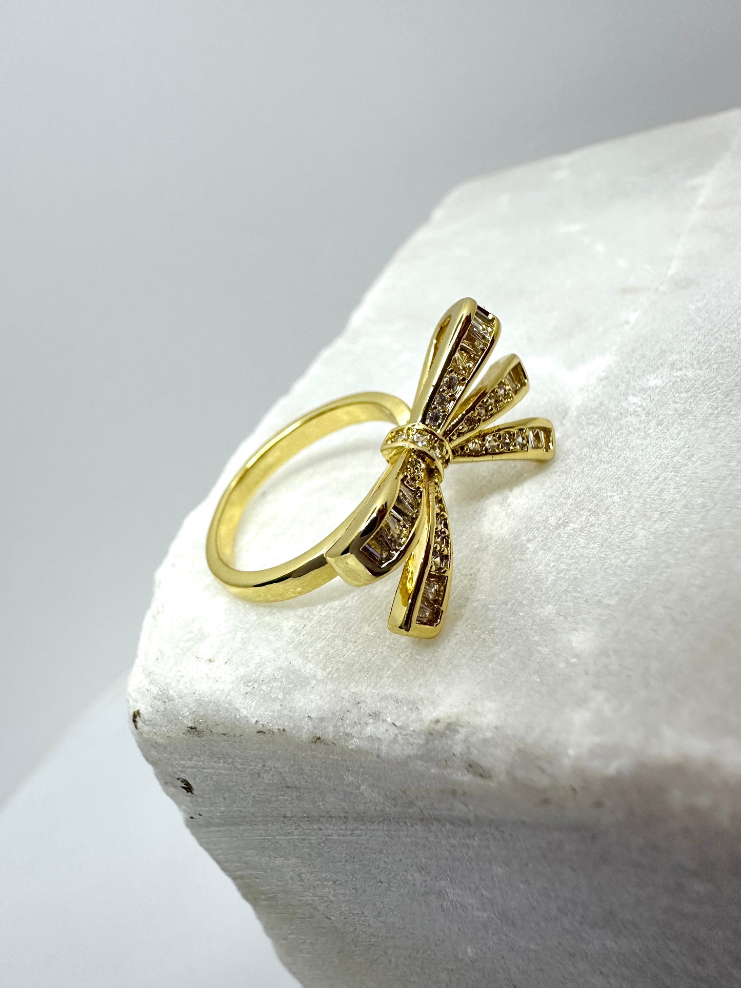 Bow Knot CZ Gold Ring