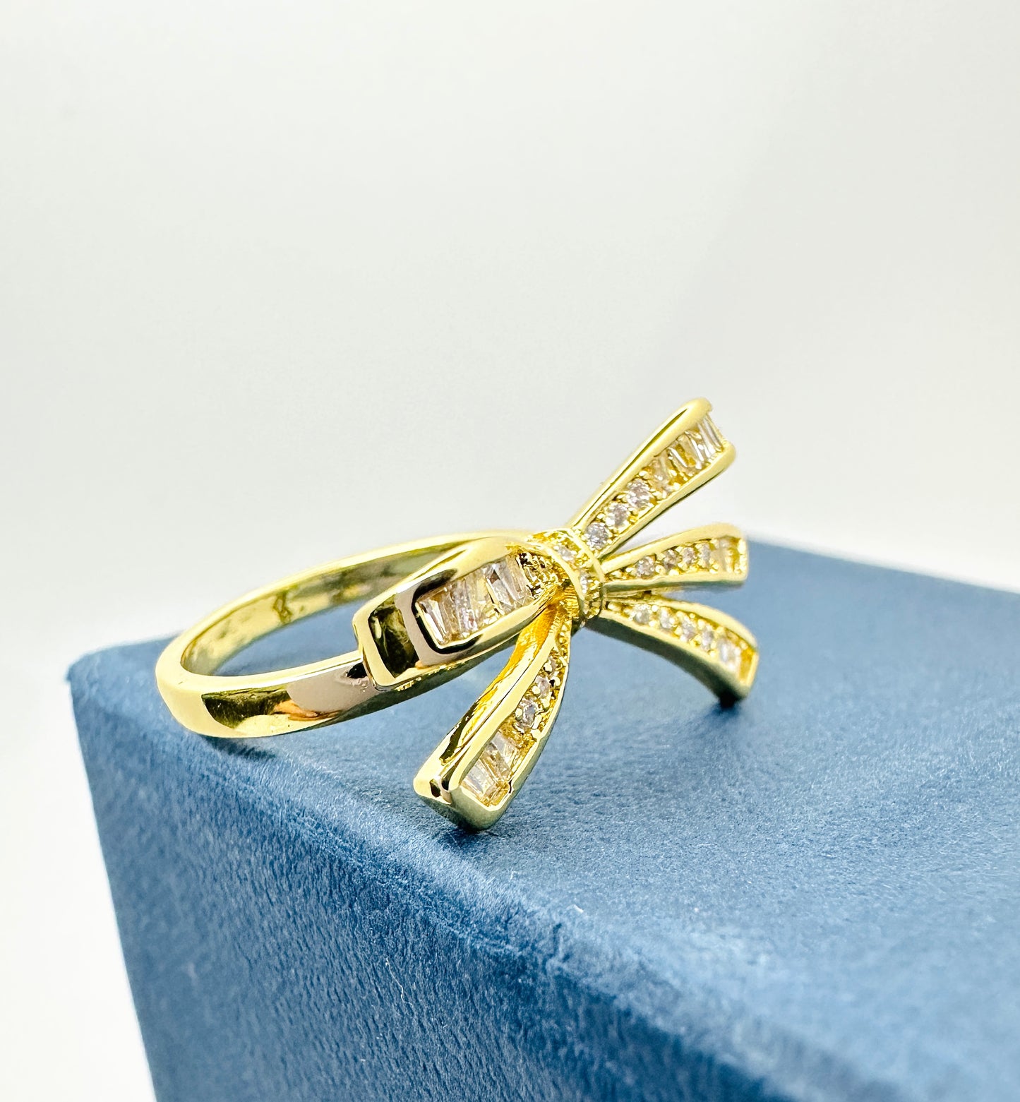 Bow Knot CZ Gold Ring