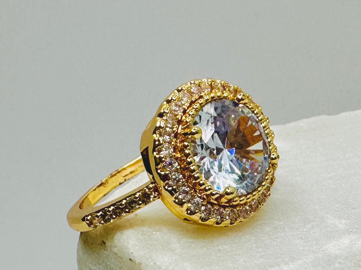 Solitaire CZ Gold Ring