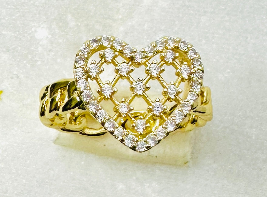 Heart Lattice Gold Ring