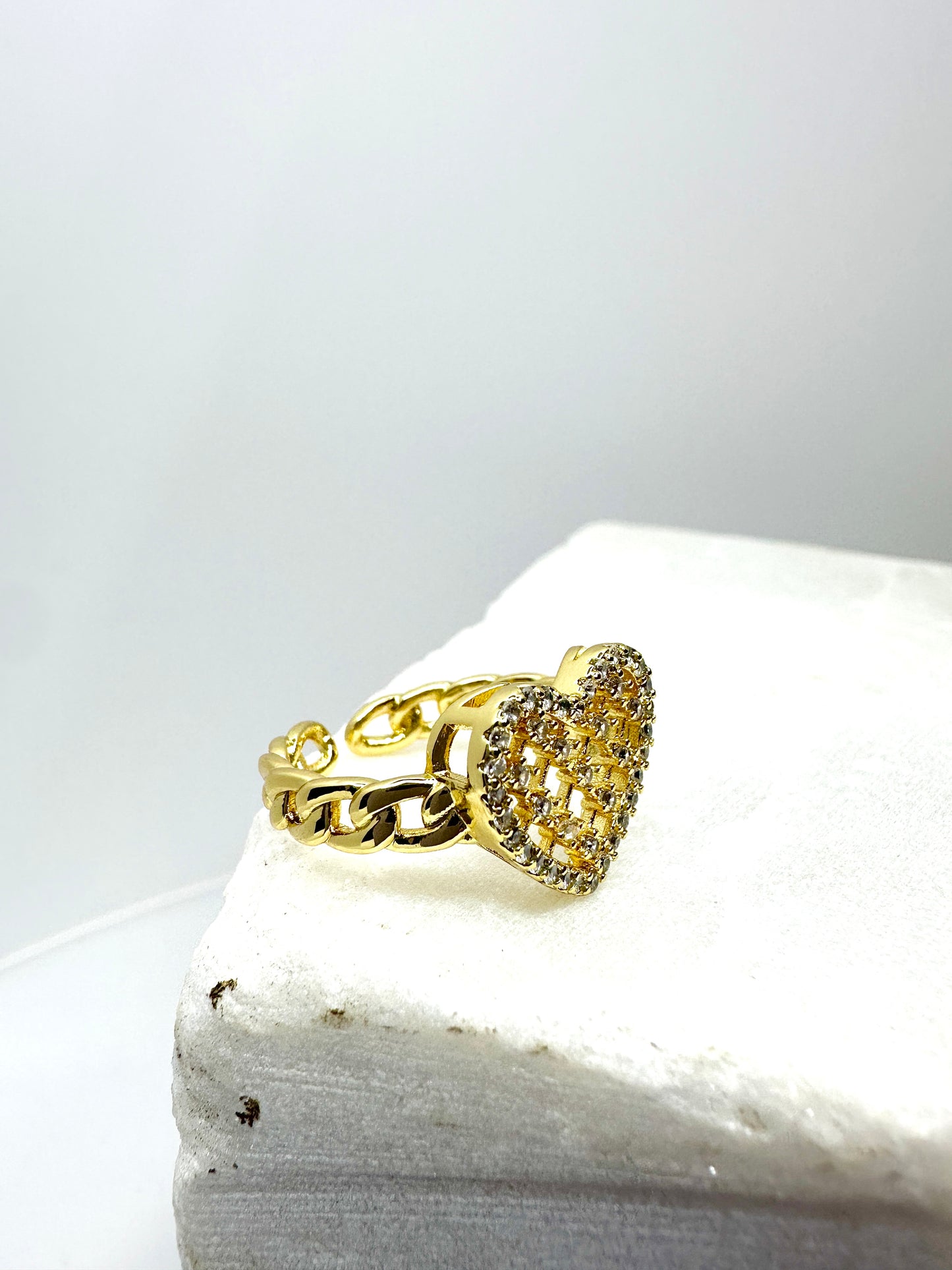 Heart Lattice Gold Ring