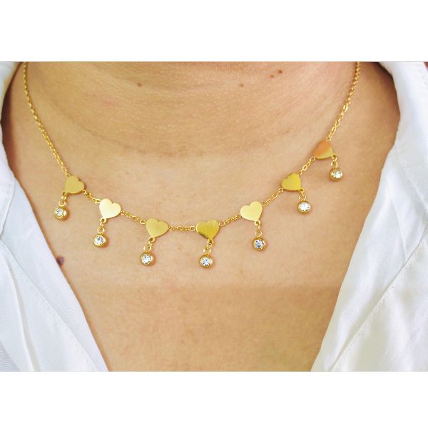 Golden Hearts Charm Necklace