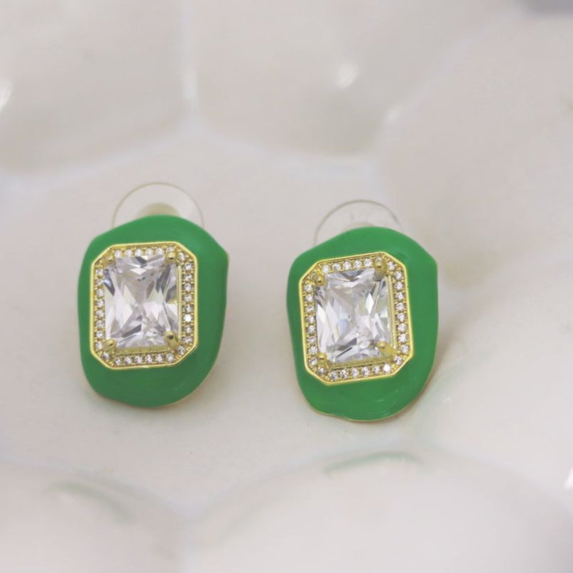 Neon Green Spark Studs