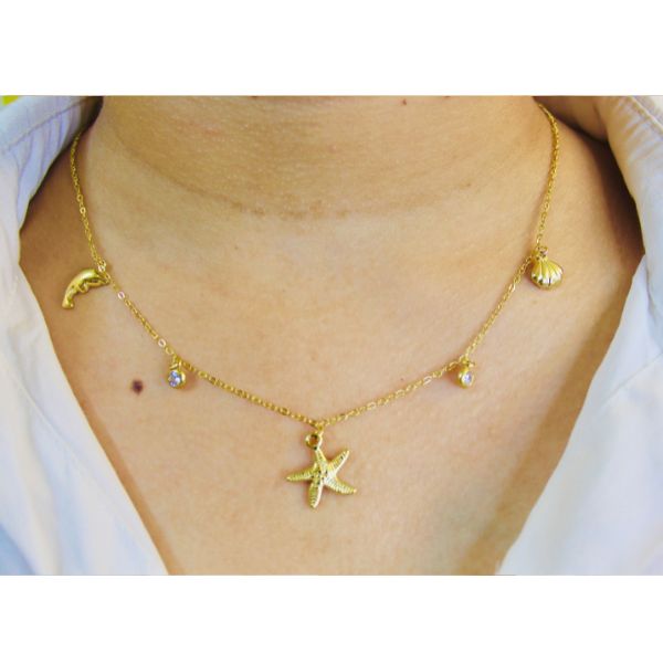 Ocean Charm Gold Necklace