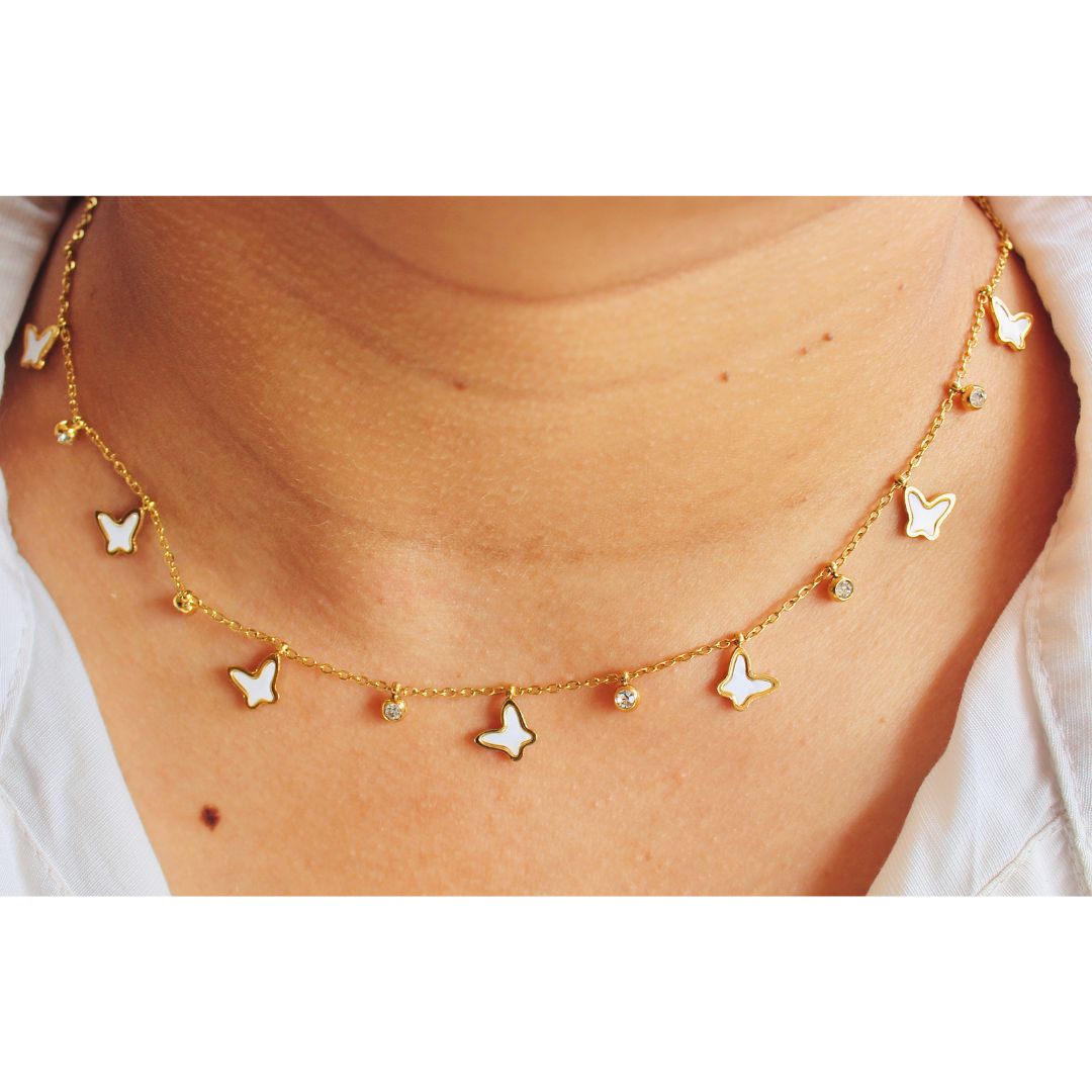 Butterfly Charm Choker Necklace