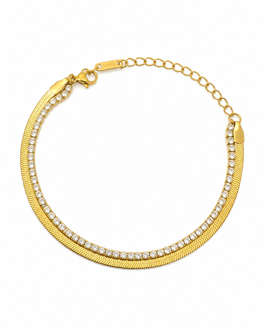 Gold Layered Snake & Tennis Bracelet