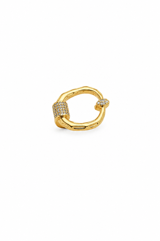 Golden Buckle CZ Ring