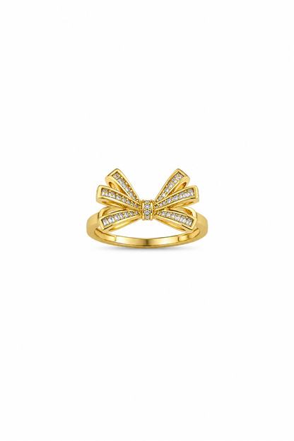 Bow Knot CZ Gold Ring