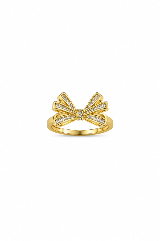 Bow Knot CZ Gold Ring
