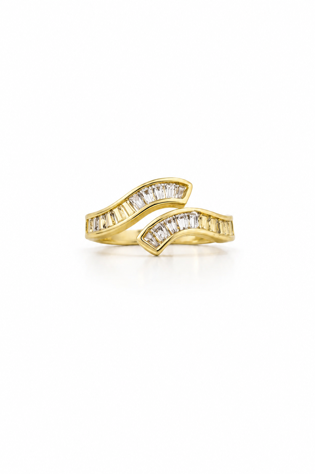 Wave Design CZ Gold Ring
