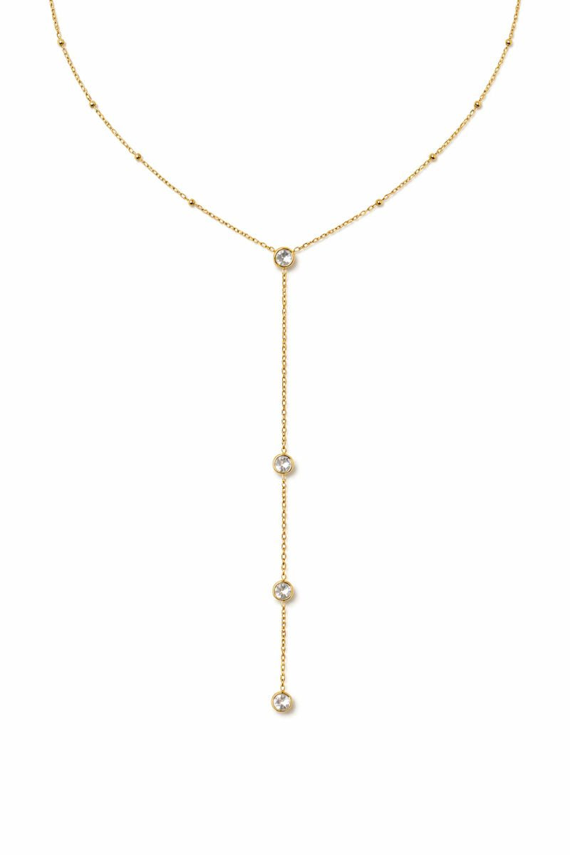 Drop Chain Necklace with Crystals