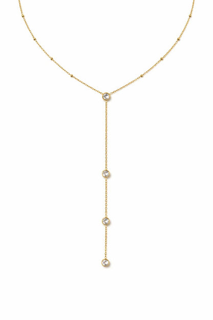 Drop Chain Necklace with Crystals