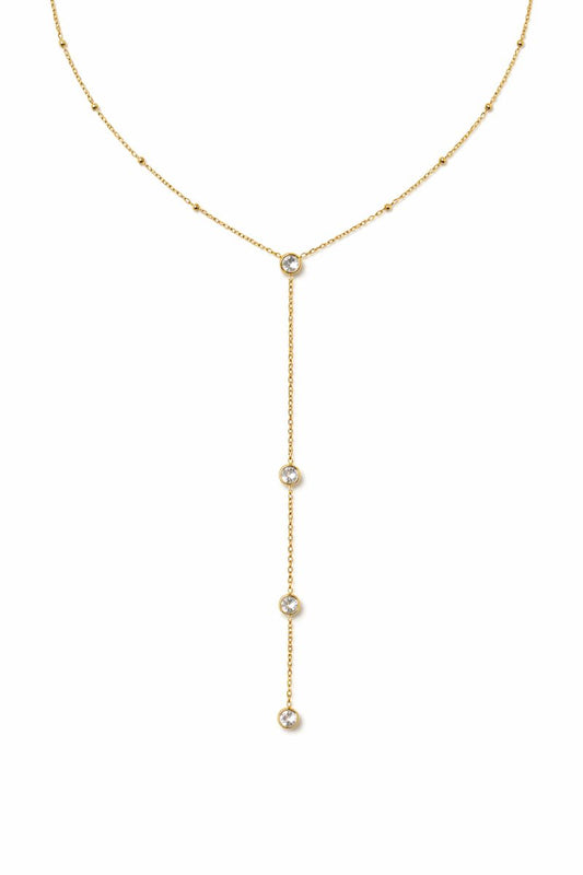 Drop Chain Necklace with Crystals