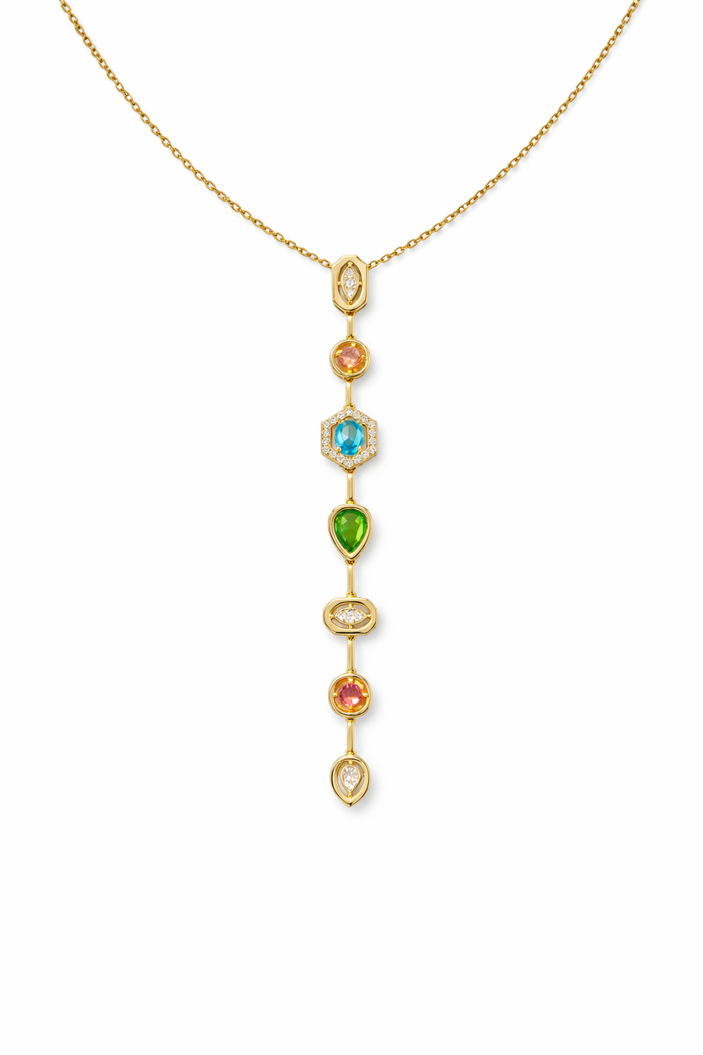 Multicolor Gemstone Drop Necklace