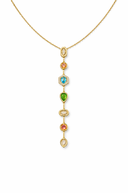Multicolor Gemstone Drop Necklace