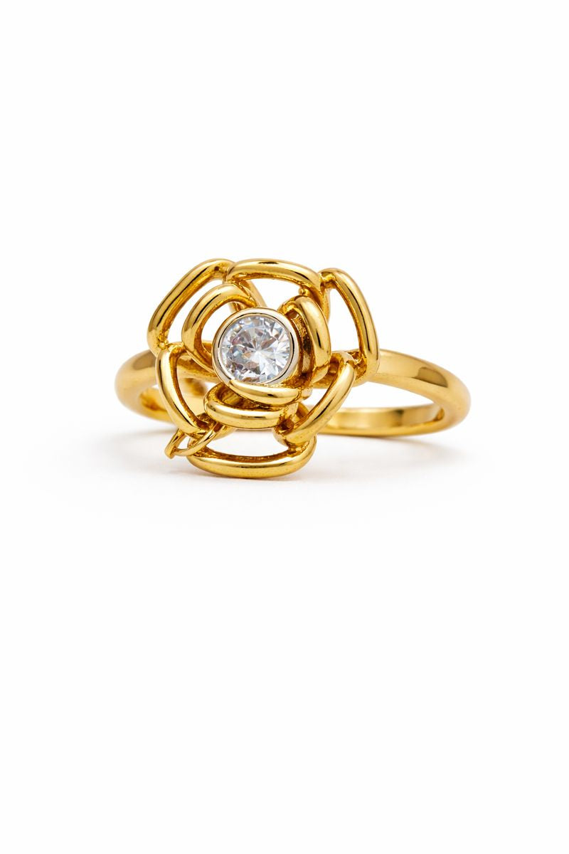 Golden Bloom Crystal Ring,