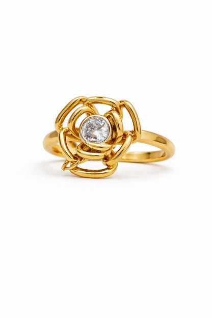 Golden Bloom Crystal Ring,