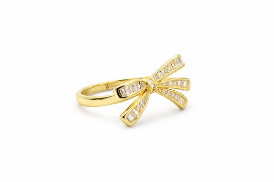 Bow Knot CZ Gold Ring