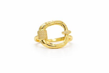 Golden Buckle CZ Ring